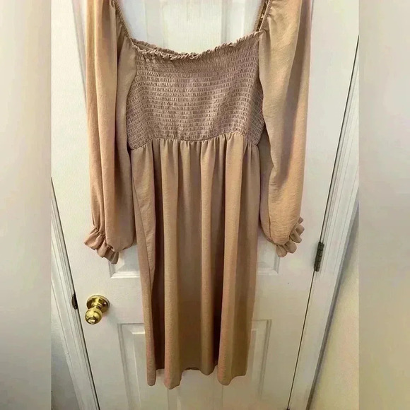 New Look ASOS Shirred Square-Neck Midi Dress / size 10 - Picture 3 of 4